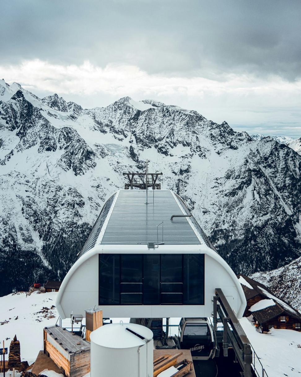 Snow-covered architectural project